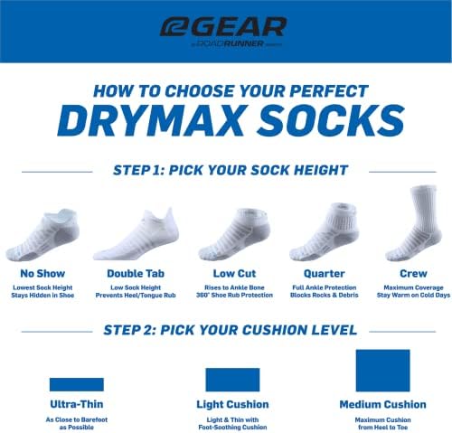 R-Gear Drymax אין הצגה של גרביים לגברים ונשים, כרית קלה | נשימה, בקרת לחות ואנטי שלפוחית ​​| S, לבן,
